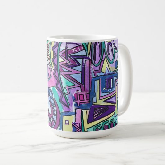 自由意志 - 手描きの抽象芸術 コーヒーマグカップ (正面右)