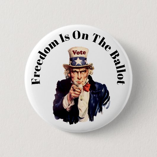 自由投票は2026年 缶バッジ (正面)