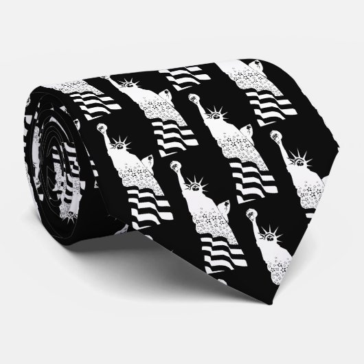 自由文様白黒エレガント像 ネクタイ (ロール)