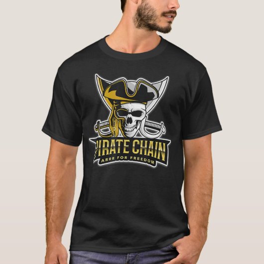 自由暗号通貨のための海賊チェーンArrr Tシャツ (正面)