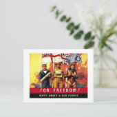 自由海軍、陸軍、空軍のリクルティのためのヴィンテージ ポストカード (スタンド正面)