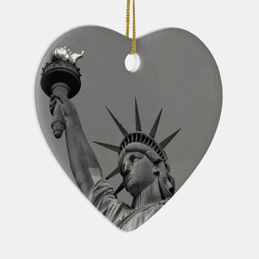 自由白黒像ニューヨーク セラミックオーナメント (右)