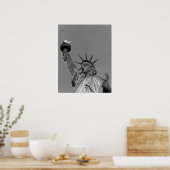 自由白黒像ニューヨーク ポスター (キッチン)