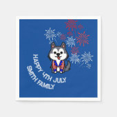 自由祝 – 漫画の犬 – 7月4日 スタンダードカクテルナプキン (正面)