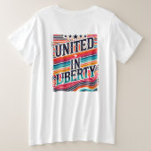 自由統一されたに プラスサイズTシャツ (デザイン裏面)
