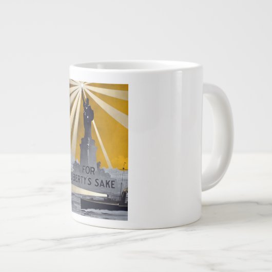 自由聖火の像と米国海軍第二次世界大戦 ジャンボコーヒーマグカップ (正面右)