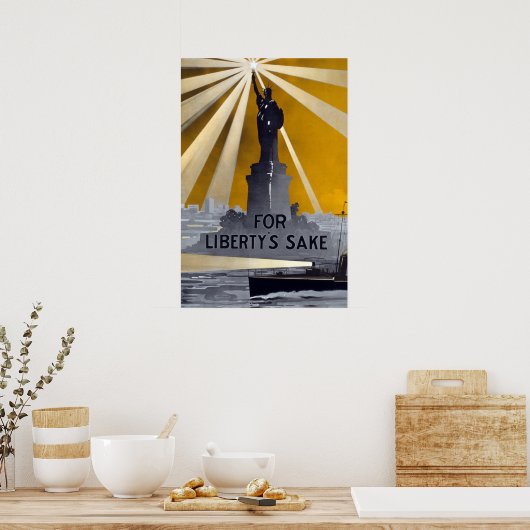 自由聖火の像と米国海軍第二次世界大戦 ポスター (キッチン)