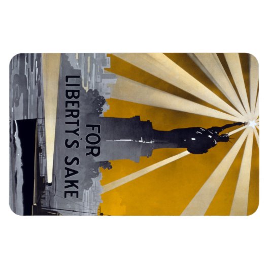 自由聖火の像と米国海軍第二次世界大戦 マグネット (横)