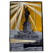 自由聖火の像と米国海軍第二次世界大戦 ミディアムペーパーバッグ (正面)