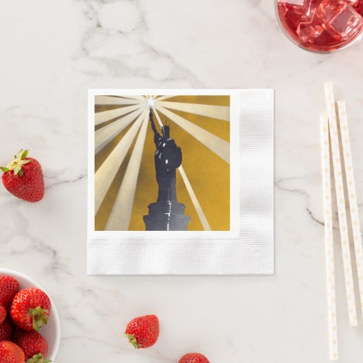 自由聖火の像と米国海軍第二次世界大戦 縁ありカクテルナプキン (インサイチュ)