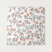 自由花模様:手縫い刺繍 タペストリー (正面(横))