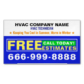 自由見積スローガン | プロフェッショナルHVAC マグネット名刺 (正面)