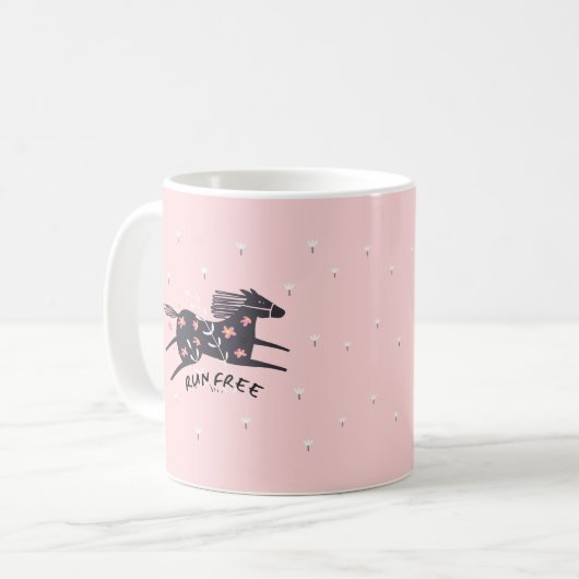 自由走赤面ピンクホースクリスチャン感動的ス コーヒーマグカップ (正面左)