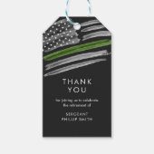 自由軍隊退職パーティー薄いグリーンライン ギフトタグ (正面)