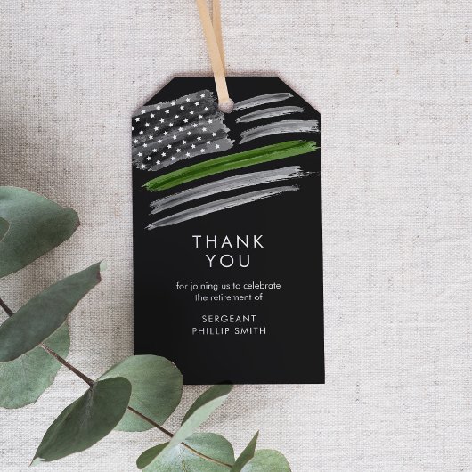 自由軍隊退職パーティー薄いグリーンライン ギフトタグ