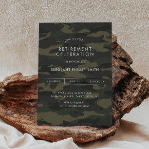 自由軍隊退職パーティー薄いグリーンライン 招待状