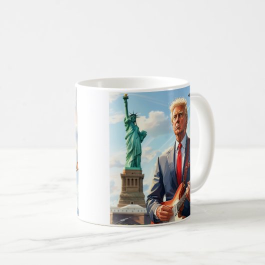 自由遊の女神でトランプのエレキギター コーヒーマグカップ (正面右)