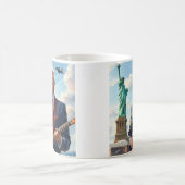 自由遊の女神でトランプのエレキギター コーヒーマグカップ (中央)