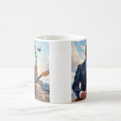 自由遊の女神でトランプのエレキギター コーヒーマグカップ (中央)