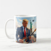 自由遊の女神でトランプのエレキギター コーヒーマグカップ (左)