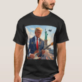 自由遊の女神でトランプのエレキギター Tシャツ (正面)
