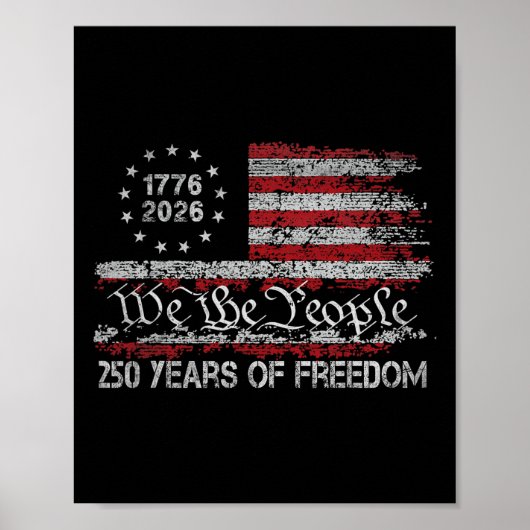 自由250周年記念 1776-2026 アメリカ国旗 250th 誕生日 ポスター (正面)