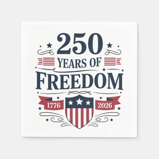 自由250周年 1776年 2026年 250周年 独立記念日 スタンダードカクテルナプキン (正面)