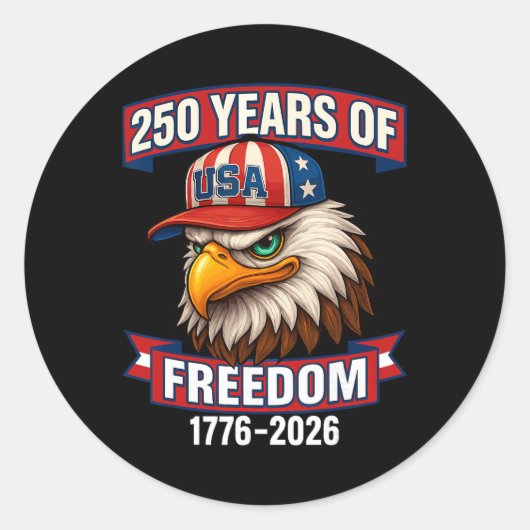 自由250周年 1776 2026 Ld イーグル 250歳の誕生日 ラウンドシール (正面)