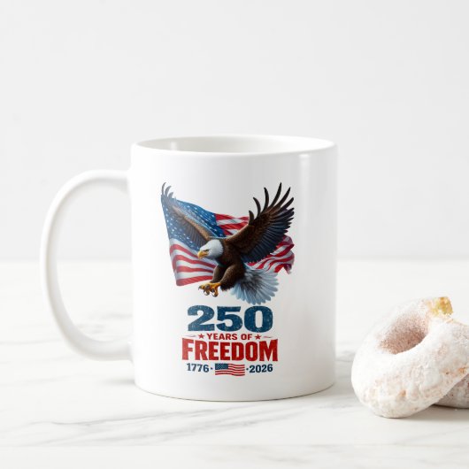 自由250年の愛国的な鷲アメリカ国旗 コーヒーマグカップ (ドーナツ)
