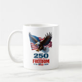 自由250年の愛国的な鷲アメリカ国旗 コーヒーマグカップ (左)