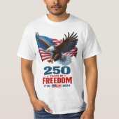 自由250年の愛国鷲アメリカ国旗 Tシャツ (正面)