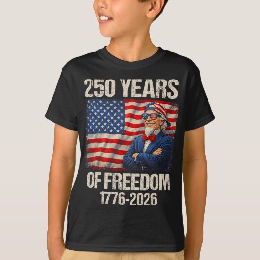 自由250年 サムおじさん アメリカ国旗 1776- Tシャツ (正面)