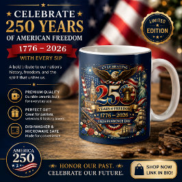 自由250年 - 1776-2026 アメリカ独立記念日 コーヒーマグカップ