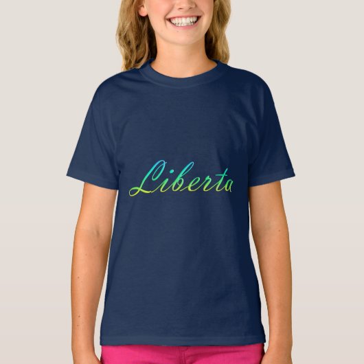 自由。グラデーション文字。汗シャツ Tシャツ (正面)