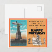 自由 ハッピーバースデー グリーティング ポストカード (正面/裏面)
