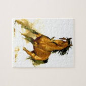 自由 – ランニング自由の馬 – 動物アート ジグソーパズル (横)