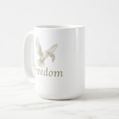 自由,自由,平和,鳩,白鳩,解放 コーヒーマグカップ (正面左)