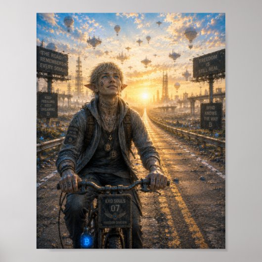 自由 / 自転車 / 空っぽの高速道路 ポスター (正面)