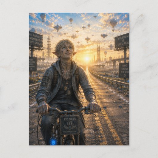 自由 / 自転車 / 空っぽの高速道路 ポストカード (正面)