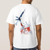 自由-赤く、白いの第2修正、及び青 Tシャツ (裏面)