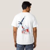 自由-赤く、白いの第2修正、及び青 Tシャツ (裏面フル)