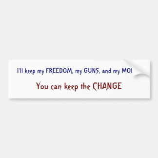 自由、銃、お金、変更 バンパーステッカー