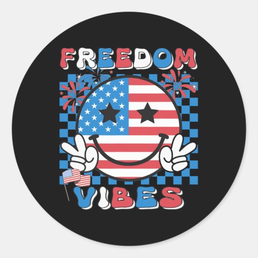自由Vibes 4th Of 7月アメリカ独立男性 ラウンドシール (正面)