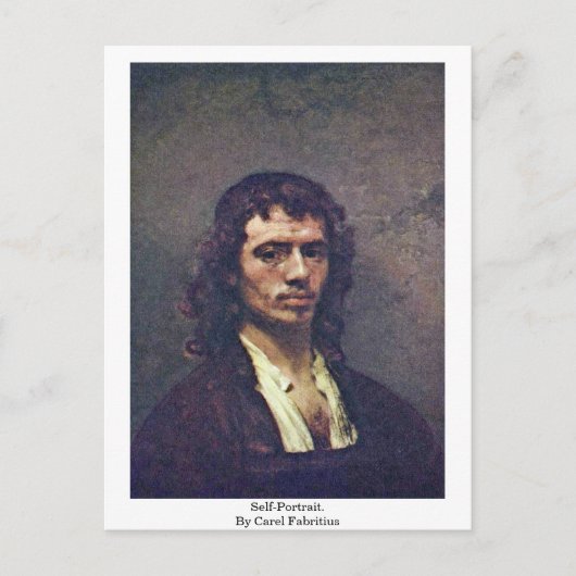 自画像。Carel Fabritius ポストカード (正面)
