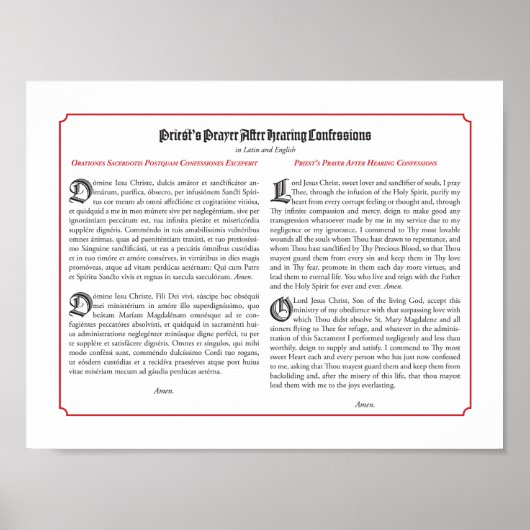 自白した後の司祭の祈りの言葉 ポスター (正面)