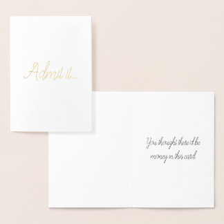 自白しよう… 面白いグリーティングカード 箔カード