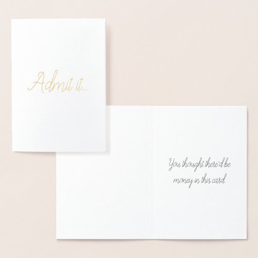 自白しよう… 面白いグリーティングカード 箔カード (ディスプレー)