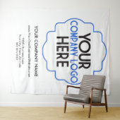 自社のビジネスロゴを使カスタム用する会社のトレードショー タペストリー (インサイチュ(横))