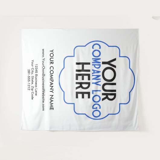 自社のビジネスロゴを使カスタム用する会社のトレードショー タペストリー (正面(横))