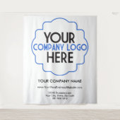 自社のビジネスロゴを使カスタム用する会社のトレードショー タペストリー (正面)